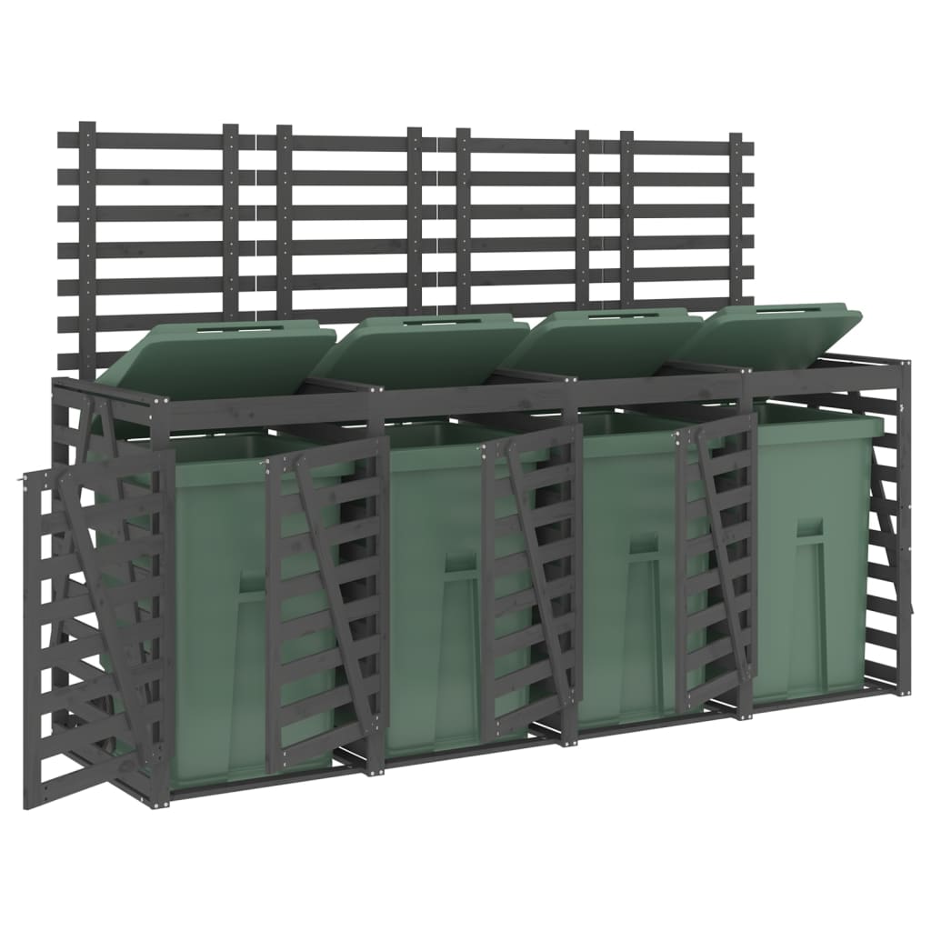 Quadruple Wheelie Bin Storage Grey Solid Wood Pine vidaXL