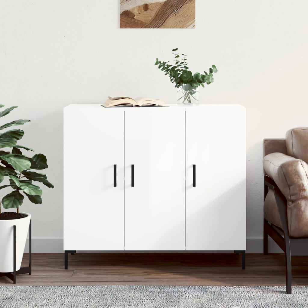 Credenza Moderna，Madia da cucina，Mobile Buffet，Armadio da Cucina Moderna  Bianco Lucido 69,5x34x180 cm