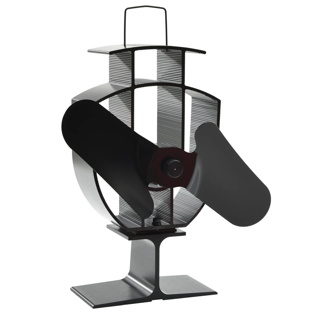Heat Powered Stove Fan 2 Blades Black vidaXL