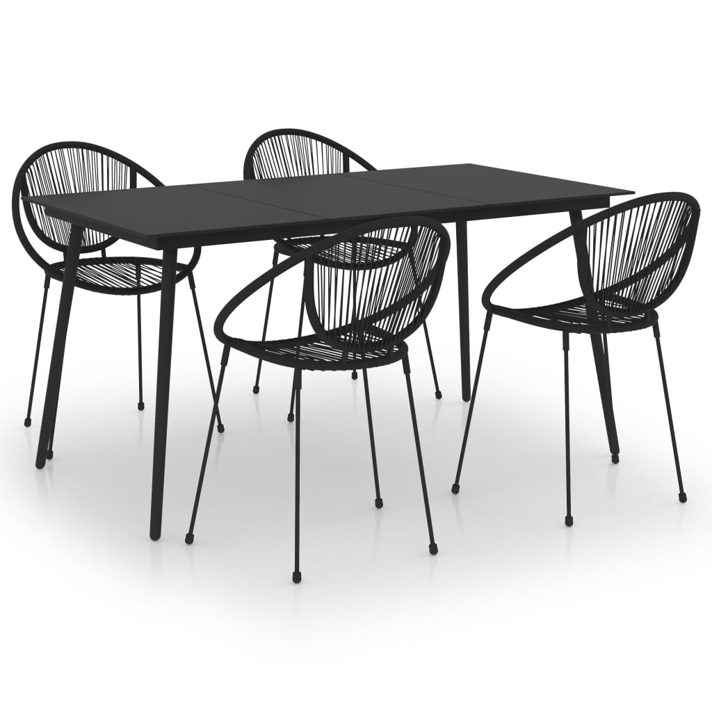 Set Tavolo e Sedie da Giardino 5 pz - Salotti da giardino in Rattan PVC Nero  BV625939 - BonneVie