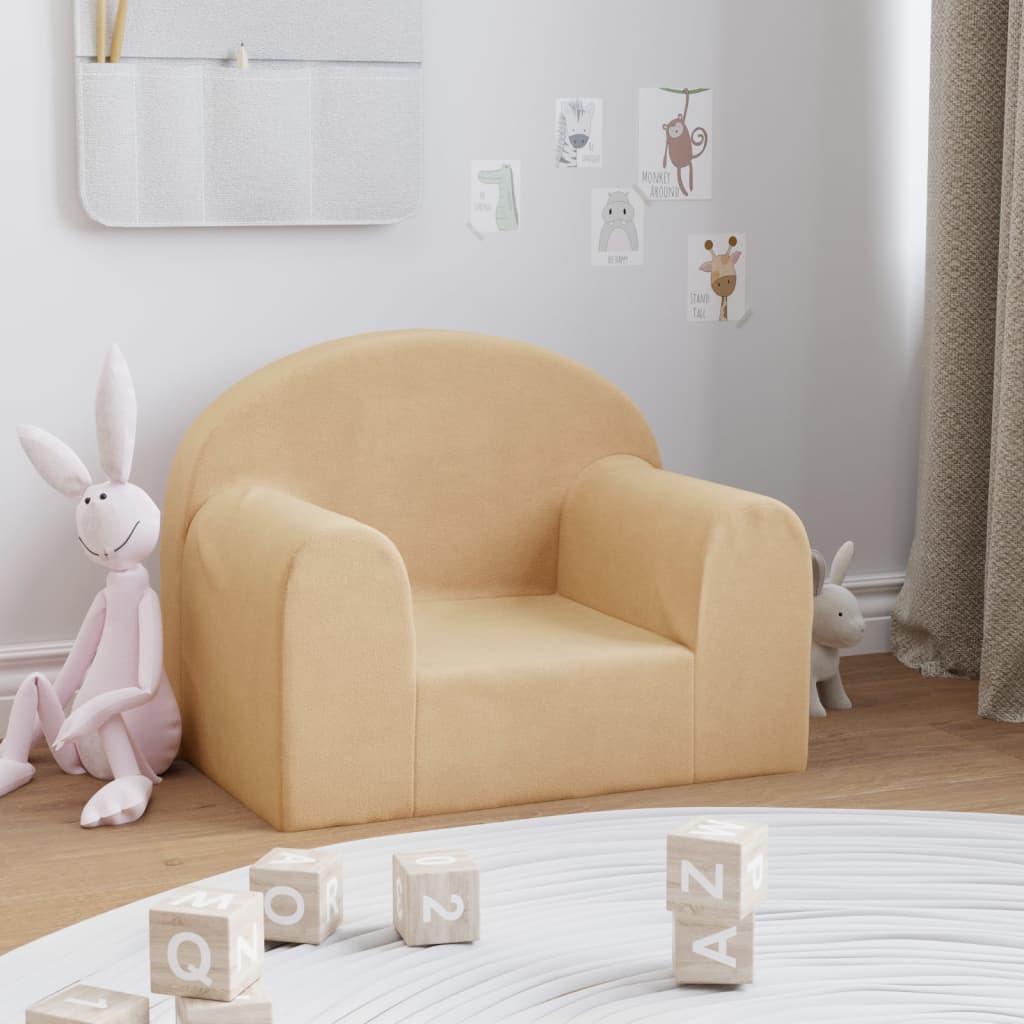 Poltroncina per Bambini con Design a Coniglio 53x47x54,5 cm Gambe in Legno  Crema