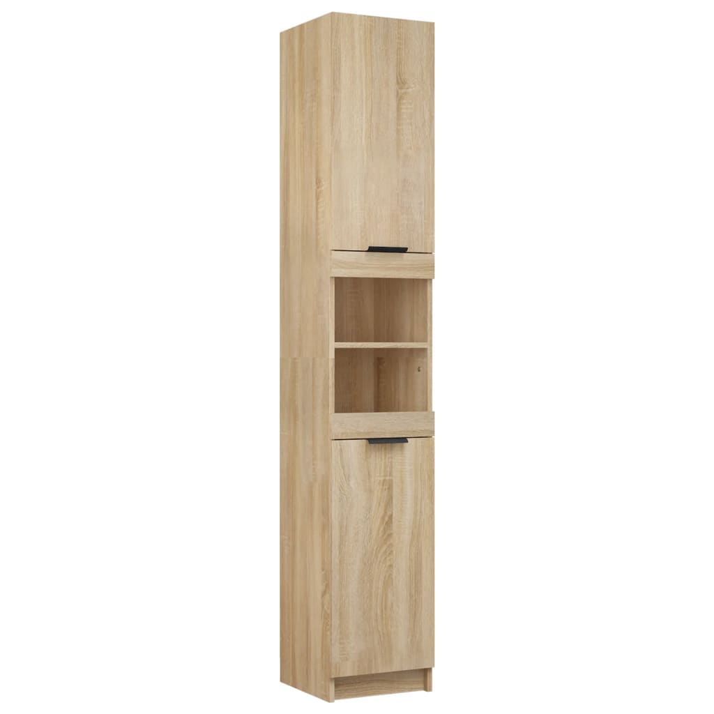 Armadietto Mobile da Bagno Rovere Sonoma 32x34x188,5 cm Legno Multistrato  -89657