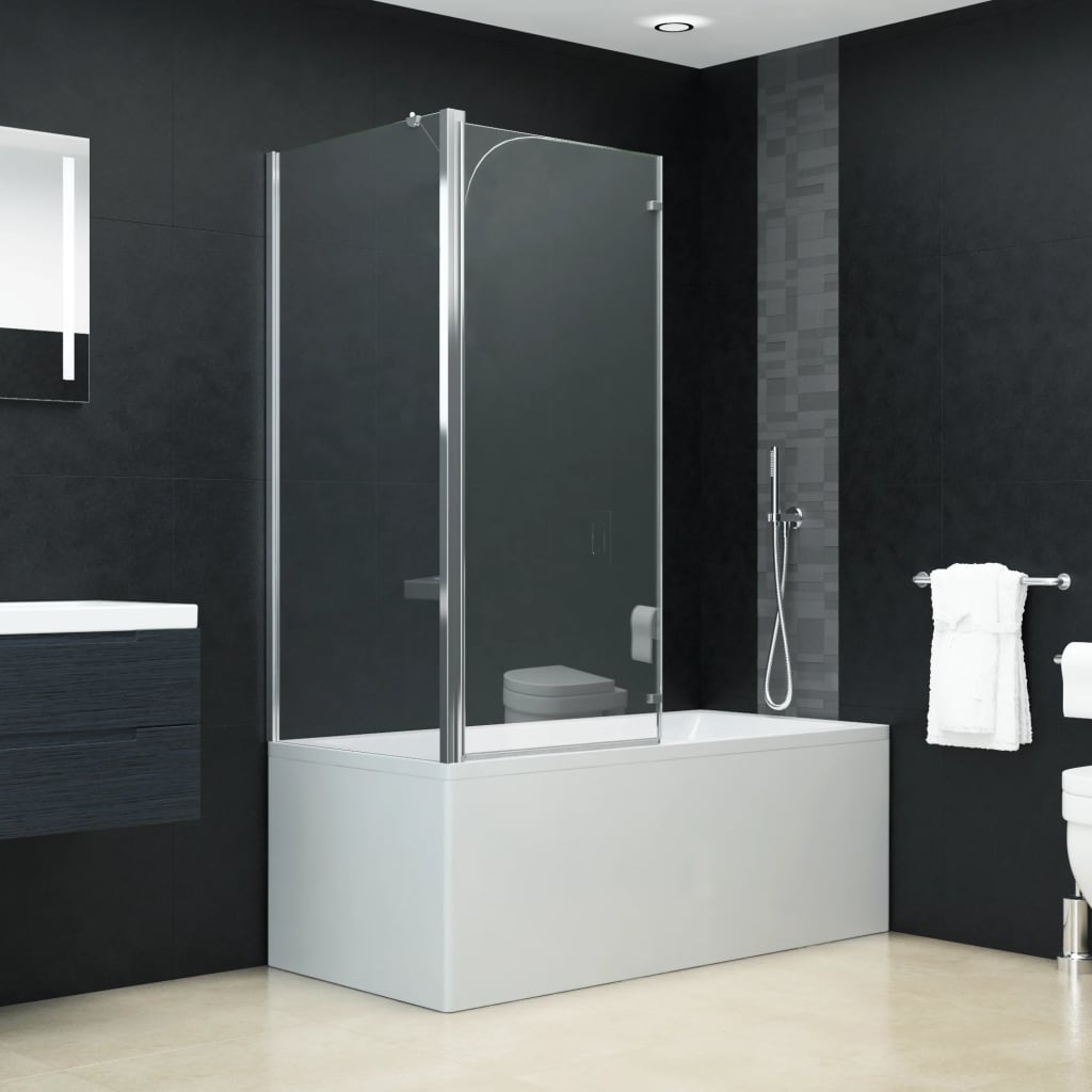 Mampara de ducha plegable 3 paneles ESG 130x138 cm negro