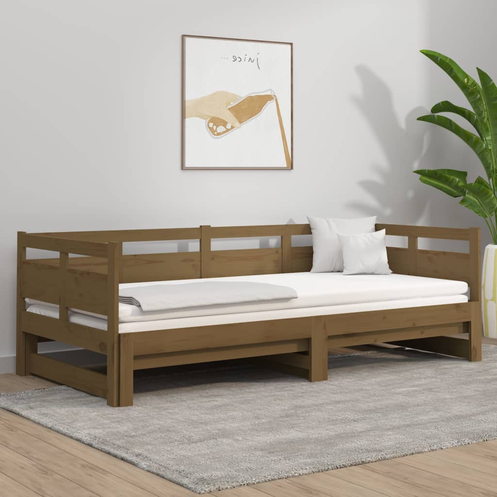 Letto Matrimoniale Moderno Struttura Letto Dormeuse Estraibile Miele Legno Massello Di Pino 2x(90x200) Cm ITD69856 -Armonia Casa AAHKMJXYDAFdJAOAIMEbOAchtTzbsWMnceblMk5y4
