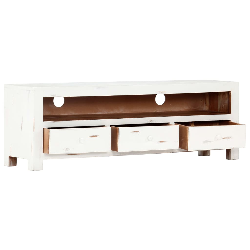 vidaXL Mueble para TV madera maciza de acacia blanco 120x30x40 cm - Blanco
