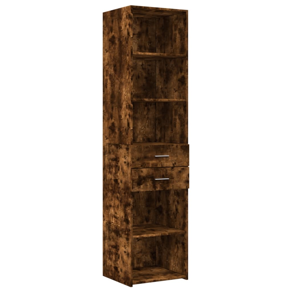 Credenza VidaXL Rovere Fumo - 70x42.5x185 Cm In Legno Multistrato, 3 Ante E Ripiani, Mobile Da Soggiorno