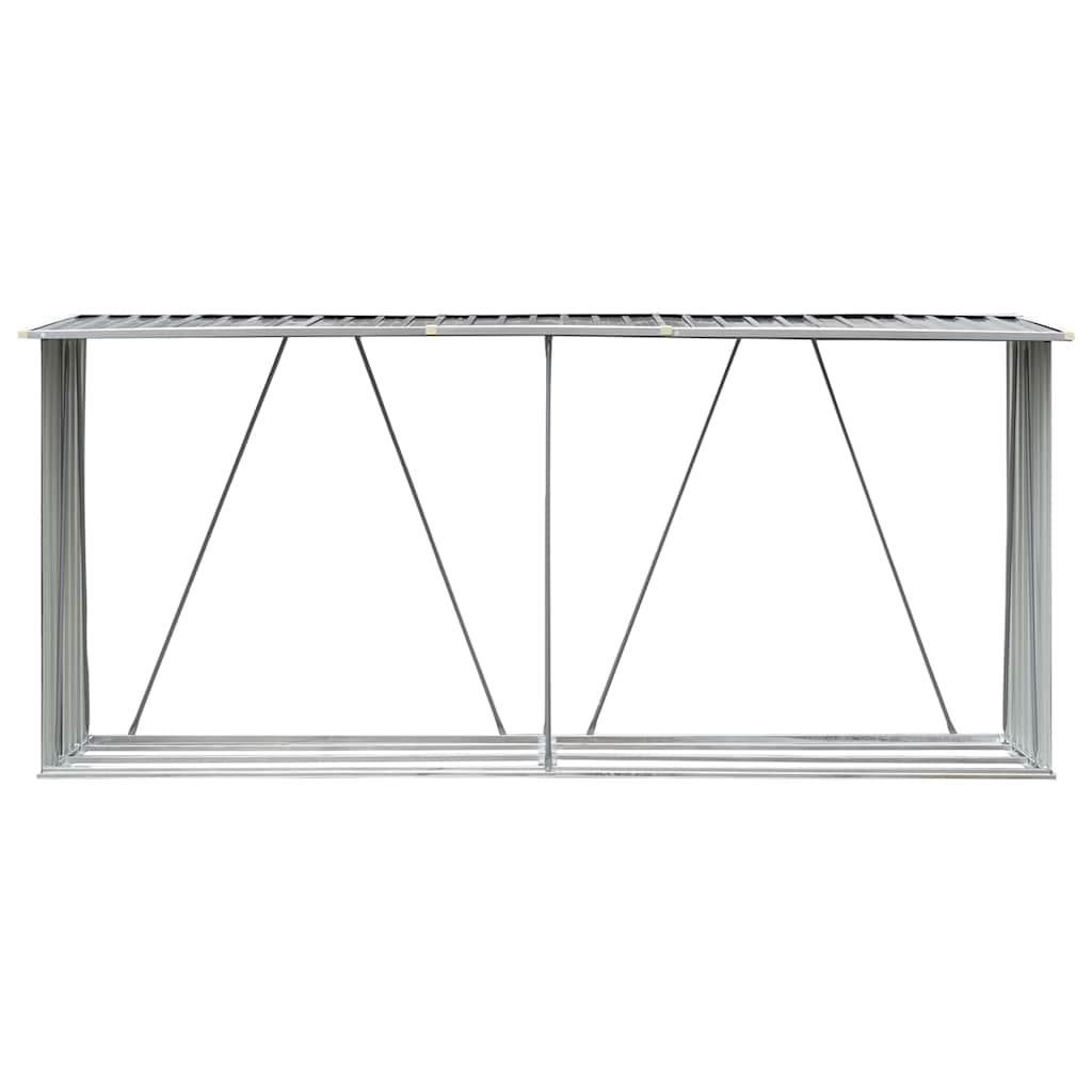 Brennholzlager aus verzinktem Stahl 330x84x152 cm Grau
