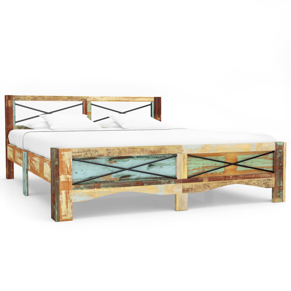 White rustic deals wood bed frame