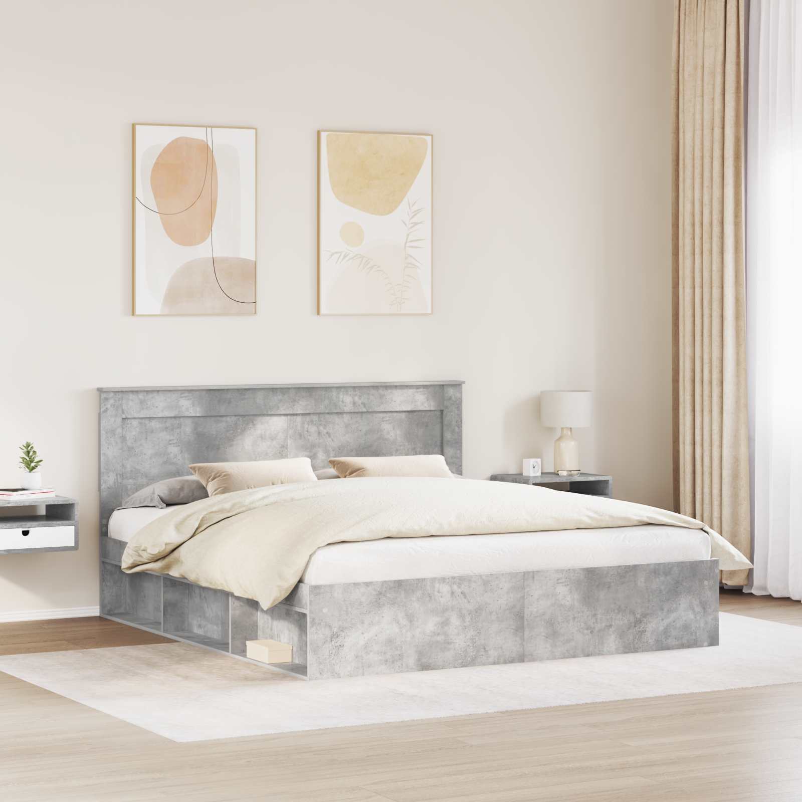 Bed Frame with Headboard Concerte 200 x 200 cm Solid Pine Wood vidaXL