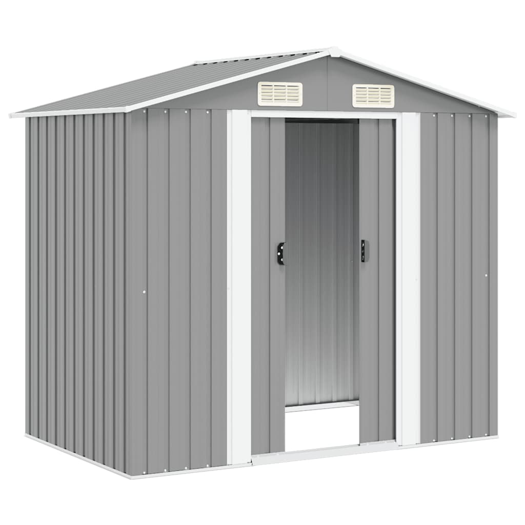 vidaXL Garden Storage Shed Grey Metal 204x132x186 cm - Grey