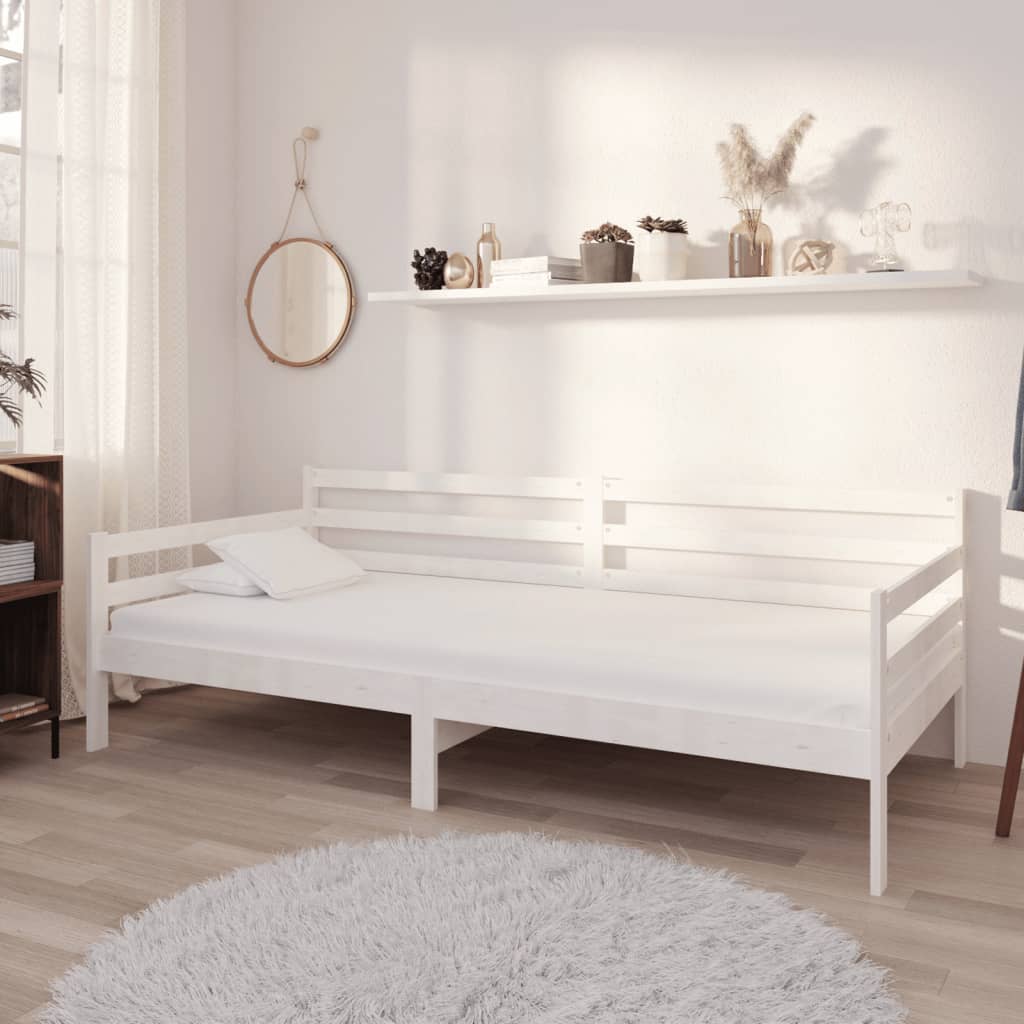Sofá cama extensible con nido, sofá cama individual con cajones de  almacenamiento, marco de sofá cama de madera, no requiere somier, color  blanco