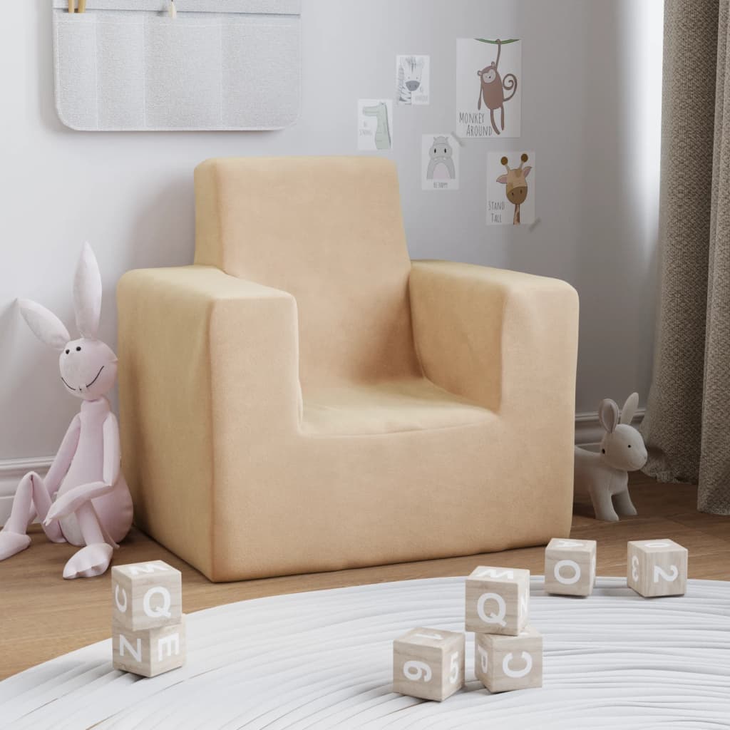 Divano relax Sofà per Bambini Crema in Morbido Peluche XZZ699910 MaisonChic