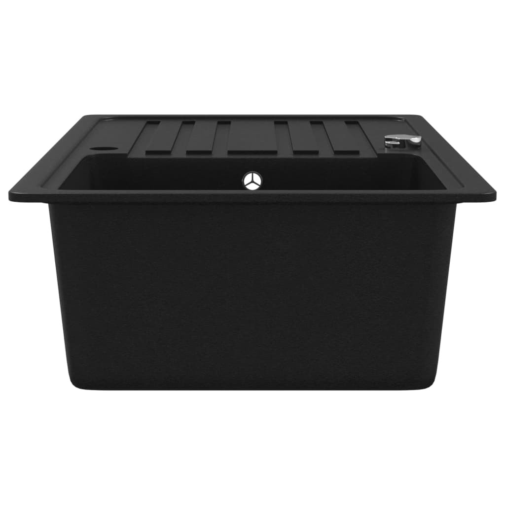 Granite Kitchen Sink Single Basin with Drainer Reversible Black vidaXL