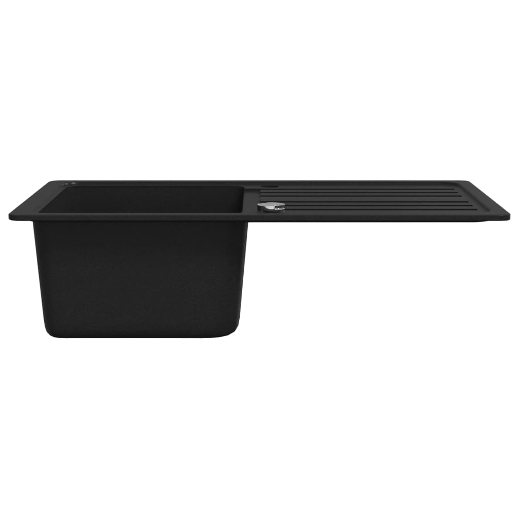 Granite Kitchen Sink Single Basin with Drainer Reversible Black vidaXL