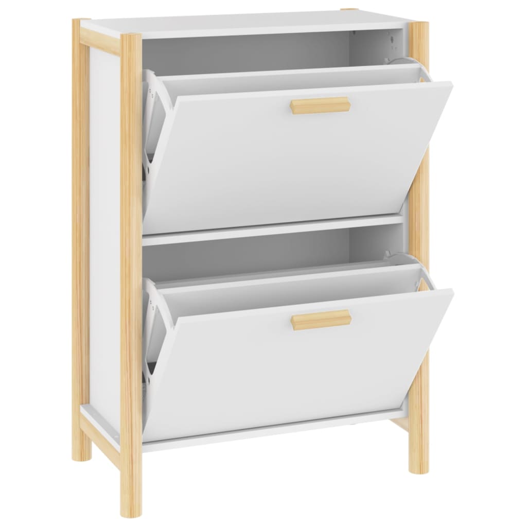 Scarpiera con ripiani e cassetto in legno compensato larga 60 cm di colore bianco VidaXL