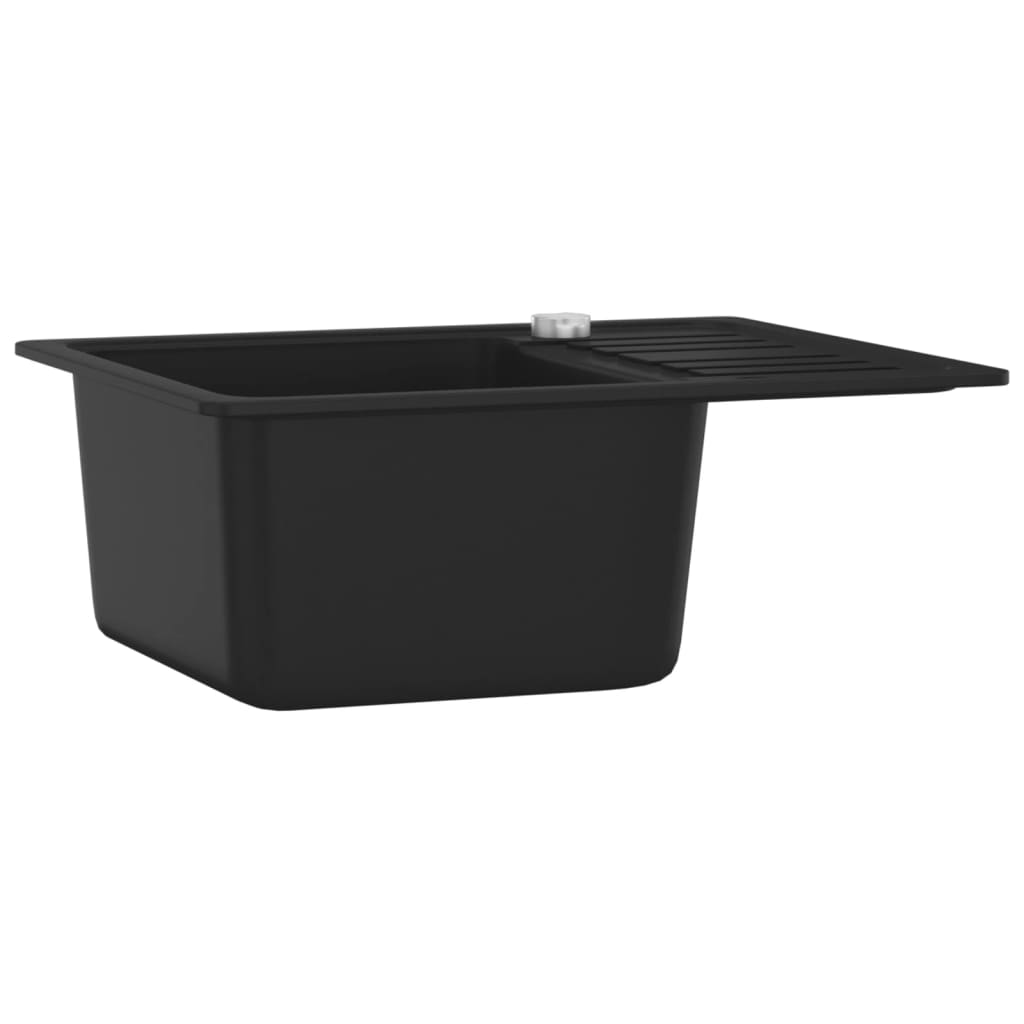 Granite Kitchen Sink Single Basin Black vidaXL