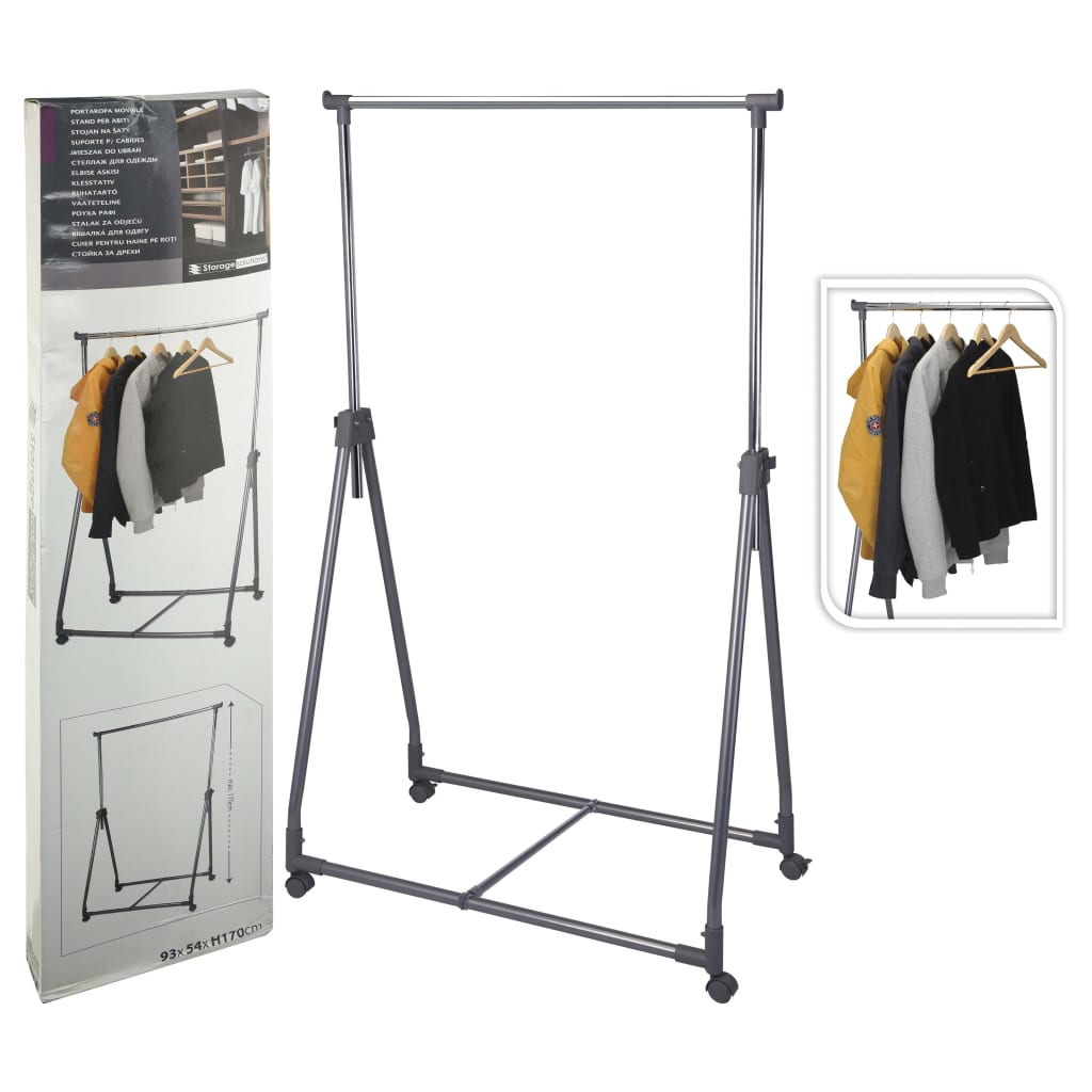 Goplus Stand Appendiabiti di bambù 160x75x42,5/33 cm con 2 Ripiani e 4 Ruote 