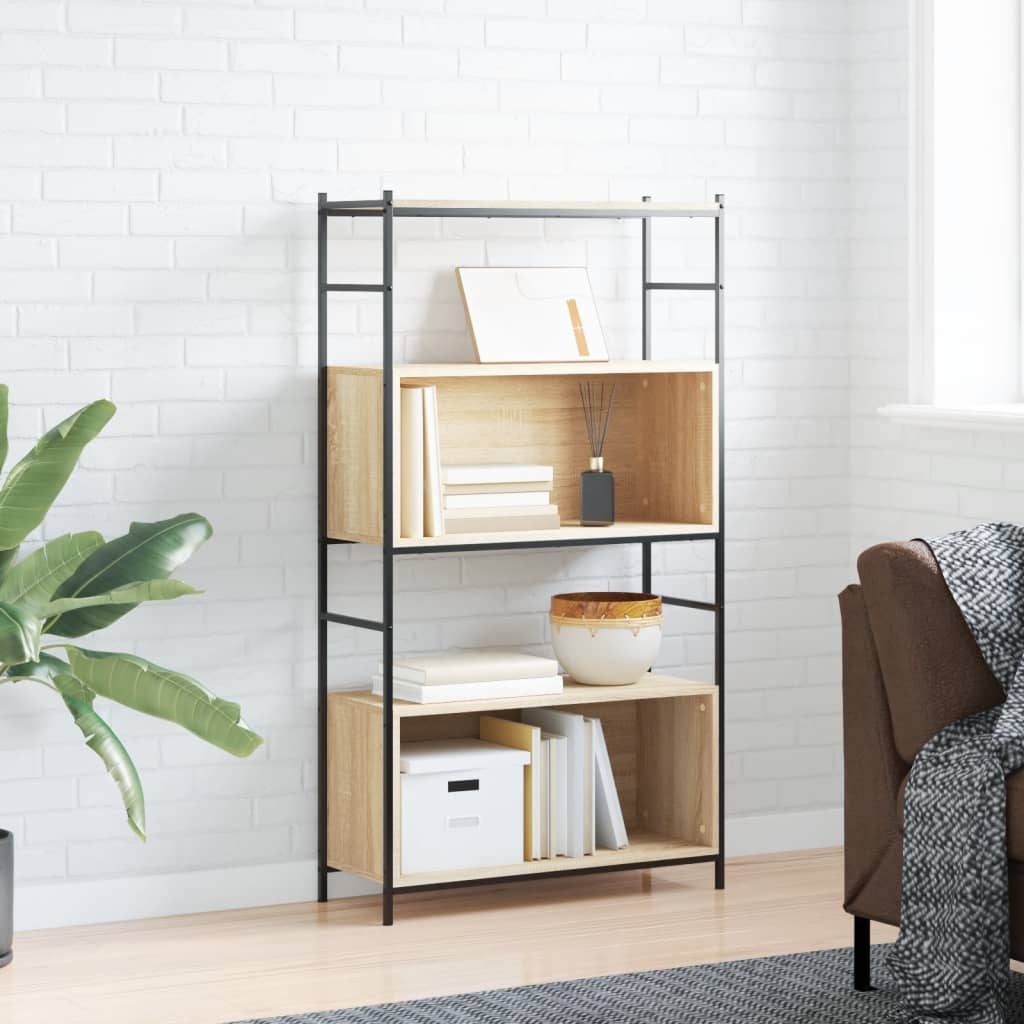 Libreria,Scaffale,Armadio per Libri Rovere Sonoma 80x30x145,5 cm legno Multistrato e Ferro MCI345589 Maisonchic