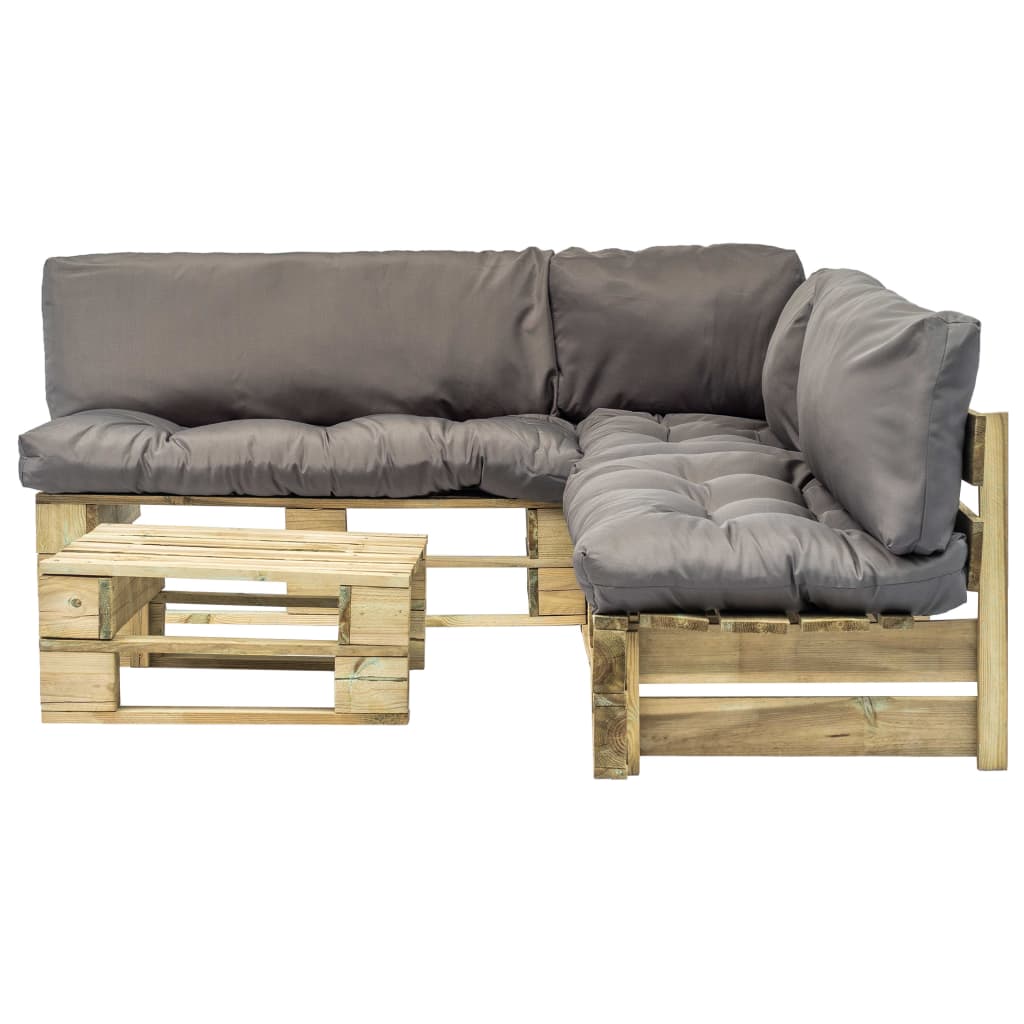 4tlg. Sitzgruppe Gartenmöbel Set Balkonmöbel Set Paletten Graue