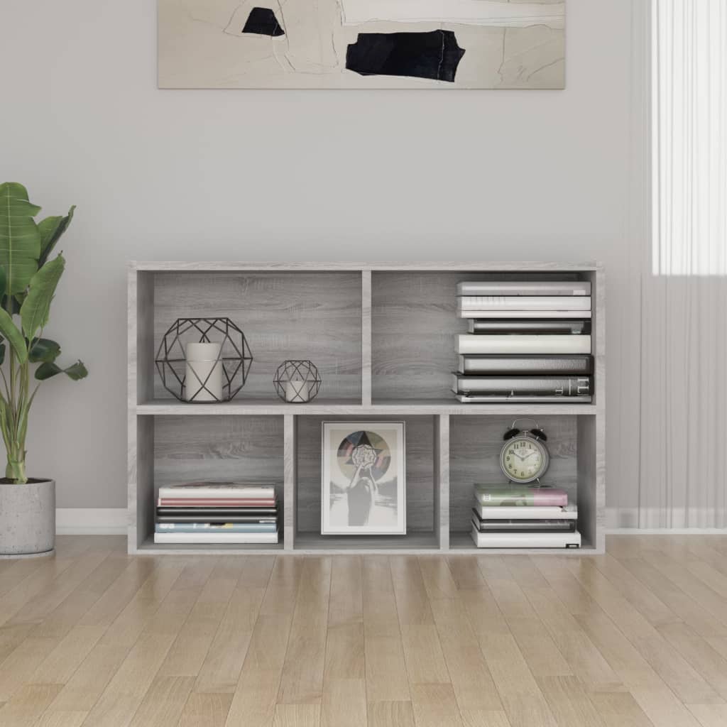 Libreria con tre cassetti in laminato grigio e quercia. - Casa Più Shop  Arredamento