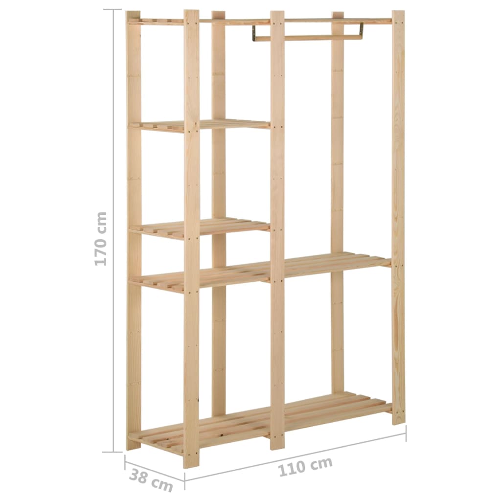 Perchero de ropa de madera maciza de pino