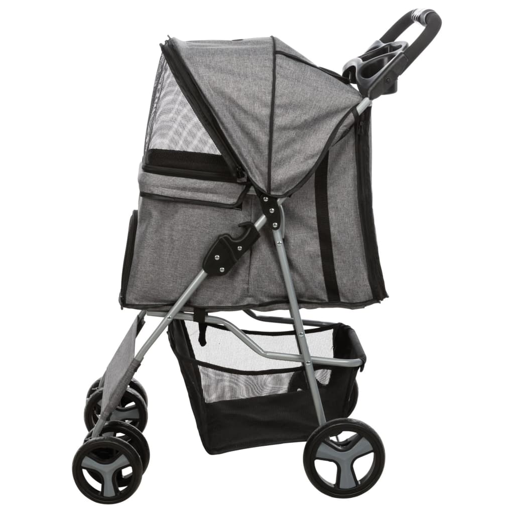 Folding Pet Stroller Dog and Cat Grey TRIXIE