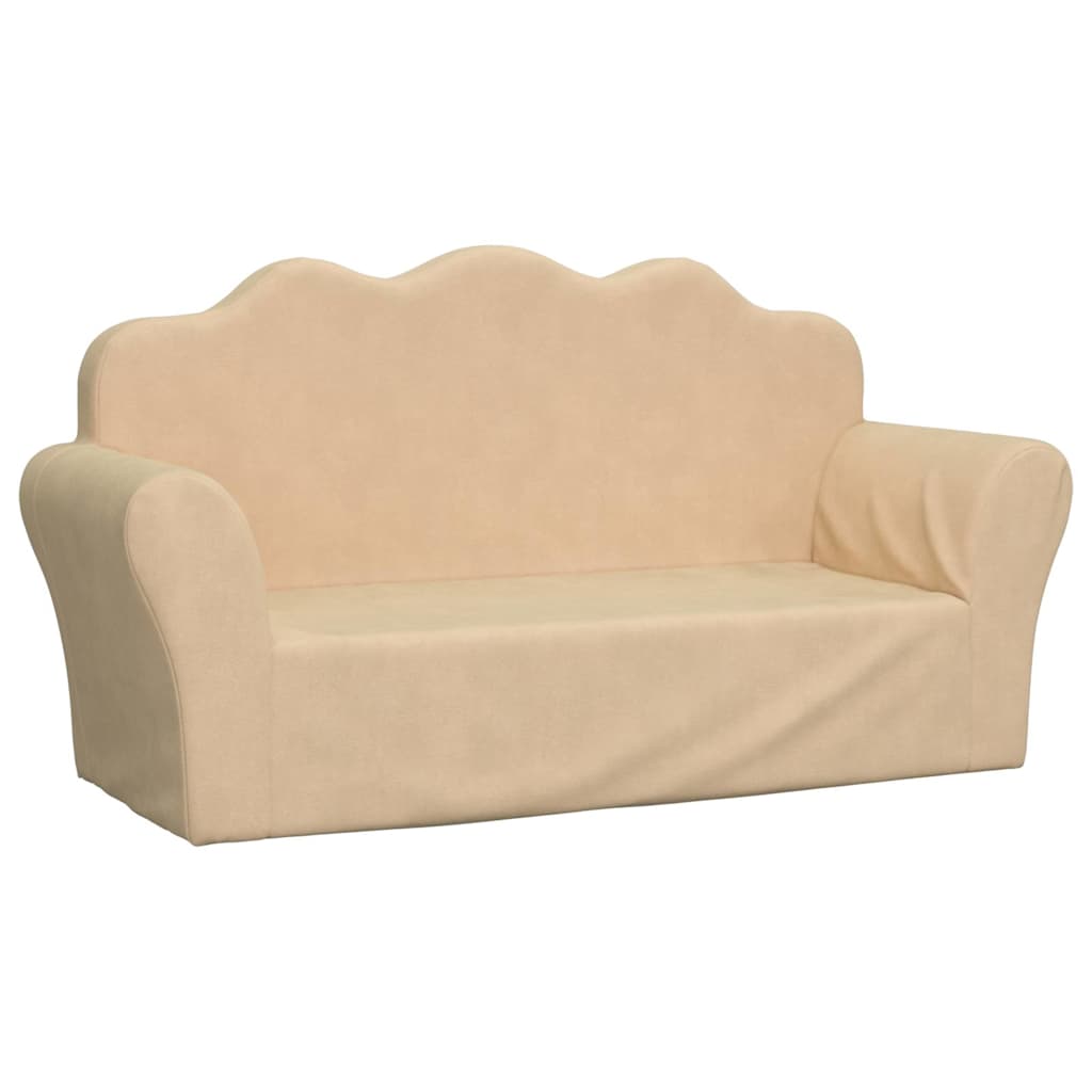 Divanetto Per Bambini In Morbido Peluche Crema - Poltroncina Lavabile, Imbottitura In Gommapiuma, Dimensioni 52x39x50 Cm