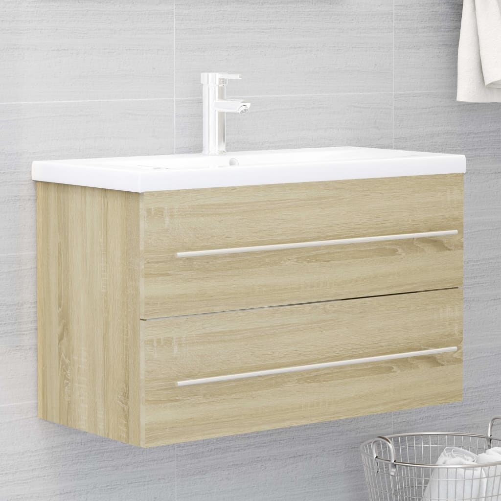 Maison Exclusive - Armadio da Bagno Bianco Rovere Sonoma 30x30x183,5 cm  Truciolato