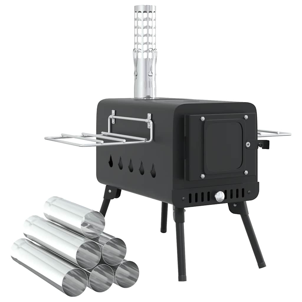 Poêle à Bois De Camping DEERFAMY – Acier Inoxydable, Pliable Avec Tuyaux Et Pieds