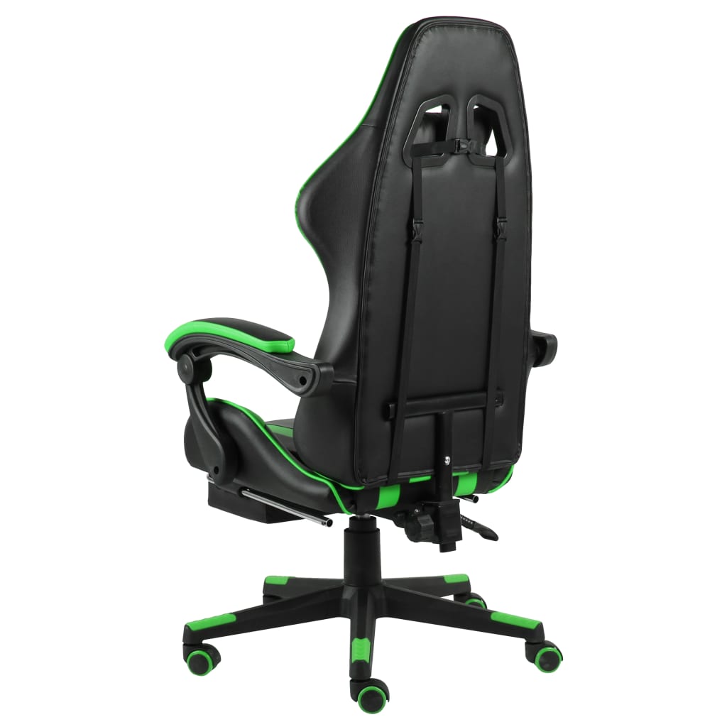 Unico Design Sedia da Gaming Girevole con Poggiapiedi Nero Verde Similpelle  57,5x59,5x(121x131) cm