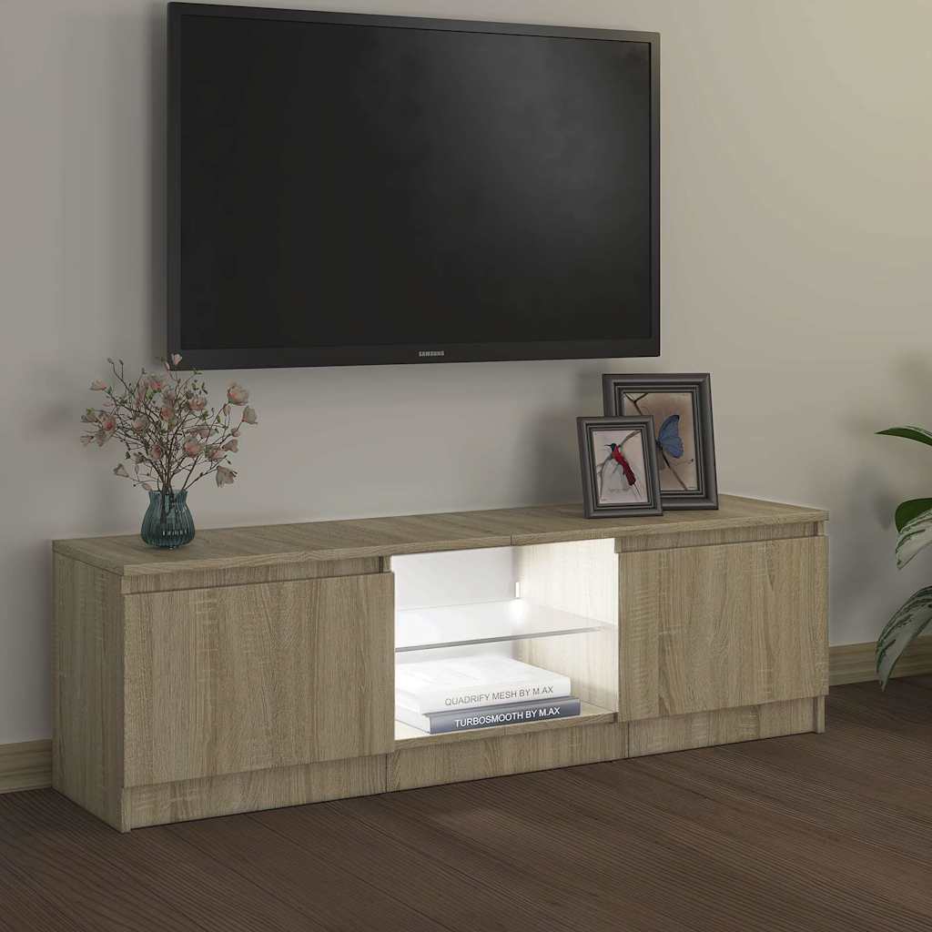 VidaXL Mobile TV Con Luci LED RGB - Rovere Sonoma 120x30x50 Cm, Design Moderno E Pratico