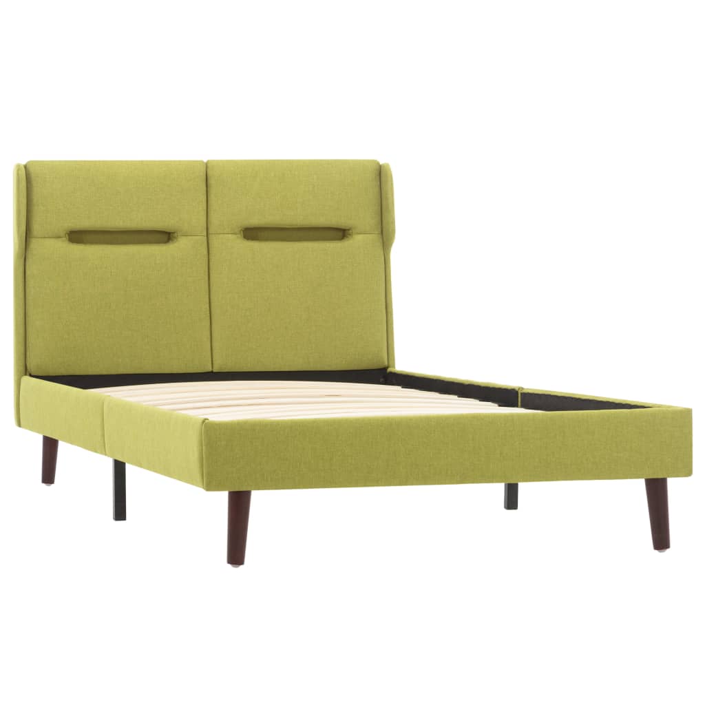 Bettgestell mit LED Stoff Grün 90x200cm