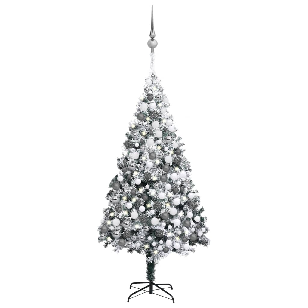 Albero Natale Artificiale，Albero effetto Realistico con LED Palline e Neve  300 cm，Decorazioni natalizie Verde CNWI290616 MaisonChic