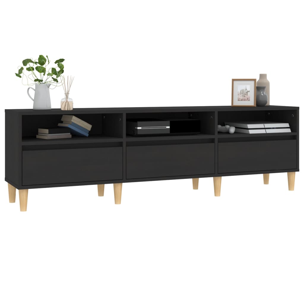 Mobile Porta TV, Armadietti per TV, Tavolino TV Per Salotto Nero  180x30x50cm in Legno Multistrato e Metallo KOS12574 MaisonChic