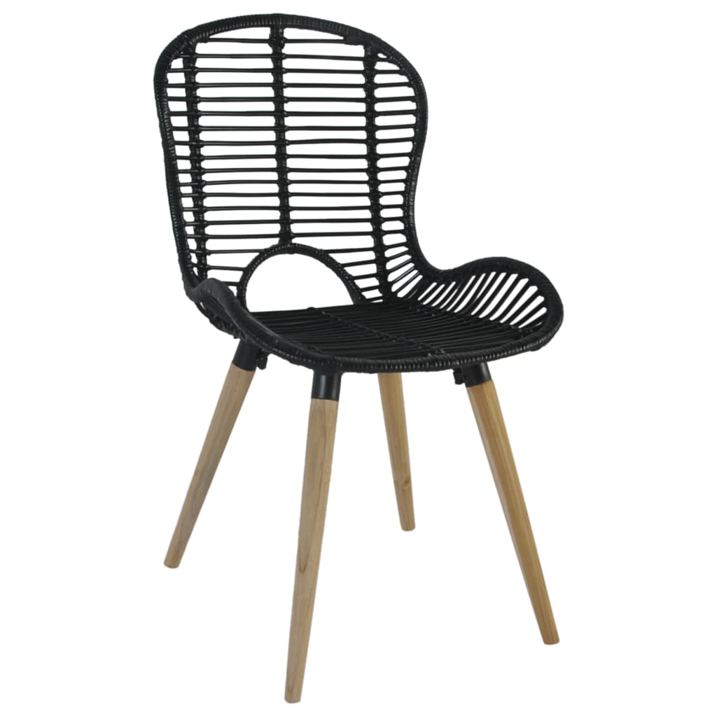 Esszimmerstühle Natur Rattan Schwarz 2 Stk.