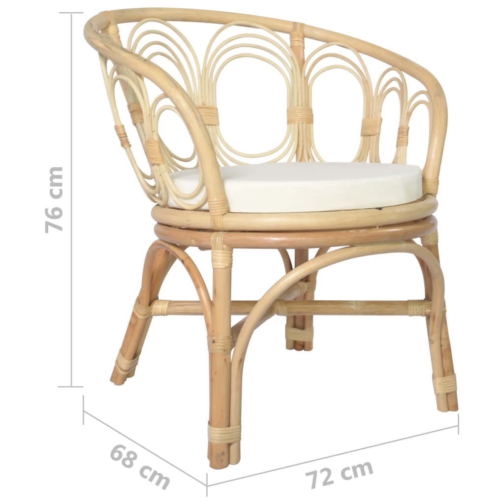 Sedia da Pranzo，Sedie da Cucina Moderne，Sedie da Salotto con Cuscino in  Rattan Naturale e Lino CWW697509 MaisonChic