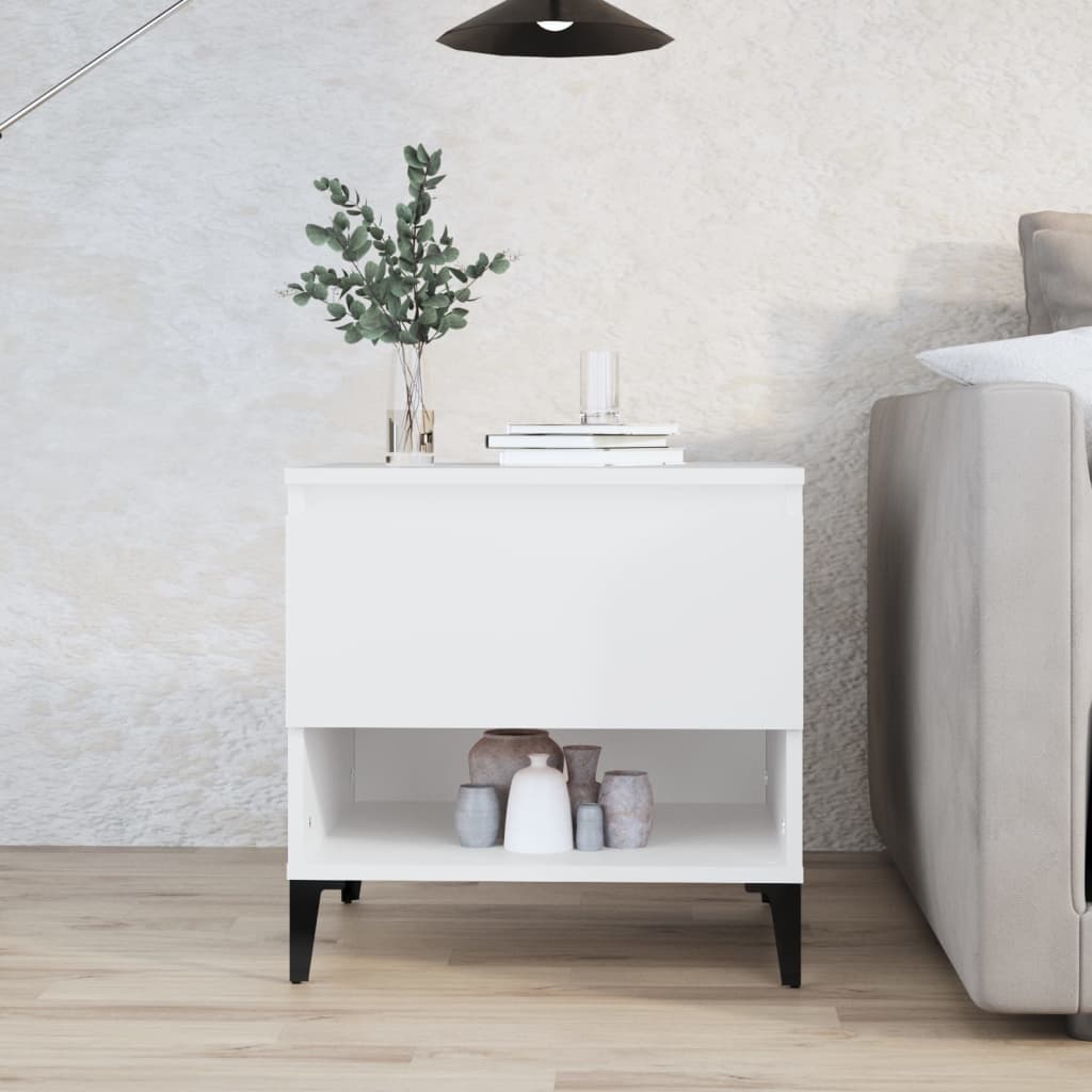 Tavolino da Salotto,Tavolo Console,Tavolino da caffè,Tavolo Basso Bianco  50x46x50 cm in Legno Multistrato -BN23440