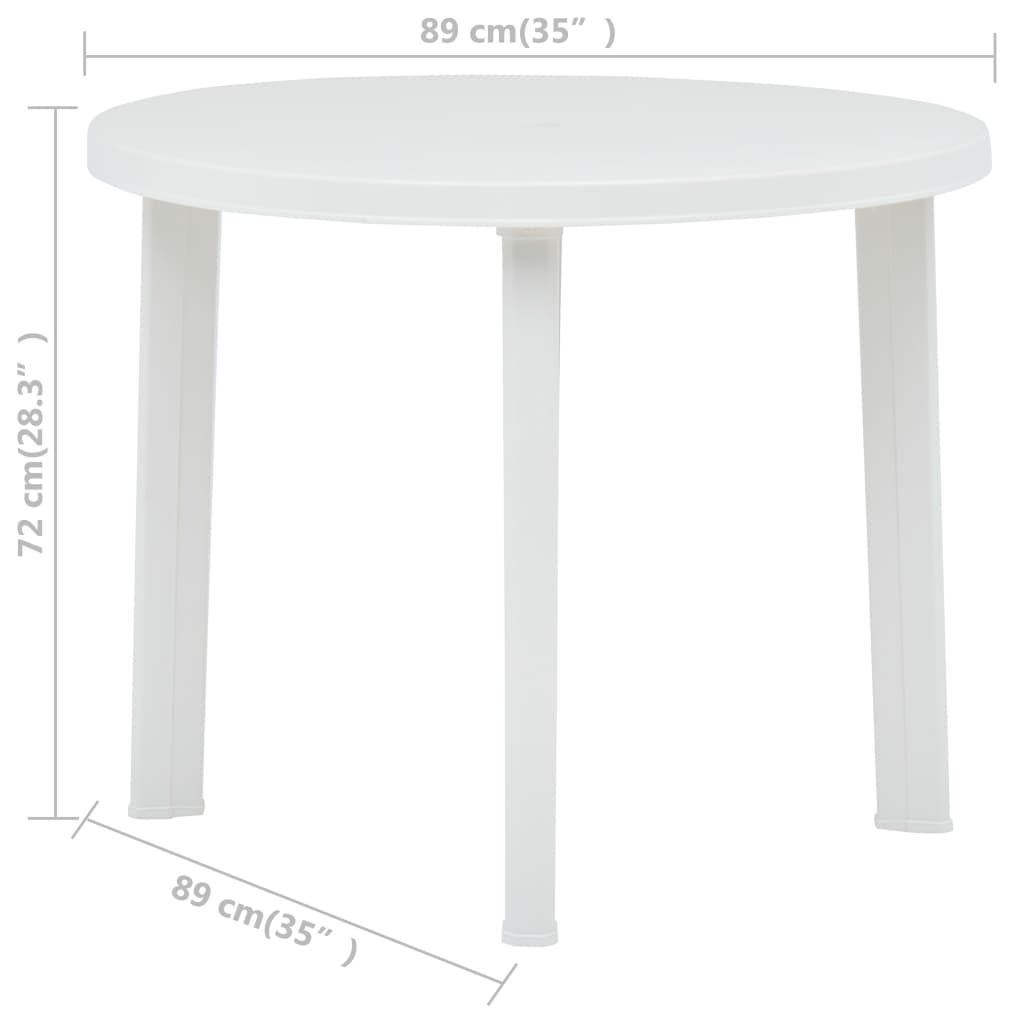 vidaXL Garden Table 89 cm Plastic White White