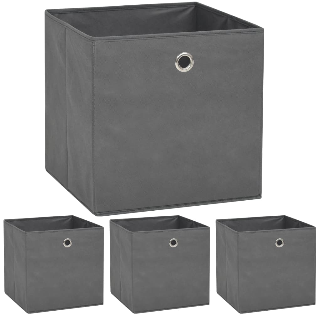 Cajas de almacenaje con tapas 4 uds tela gris 32x32x32 cm