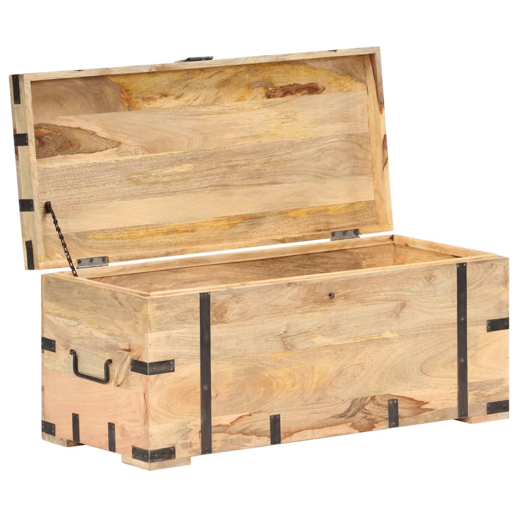 Baúl madera maciza de mango 90x40x40 cm