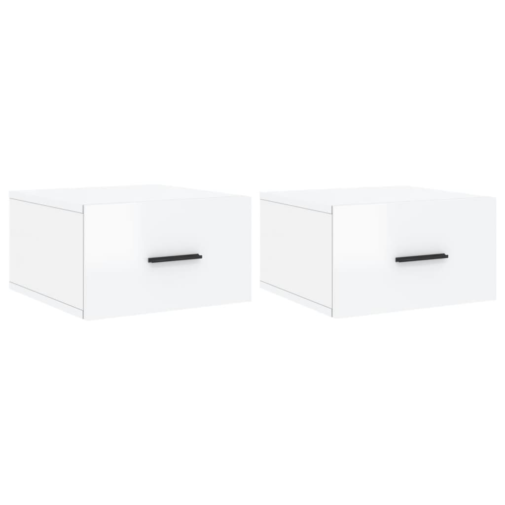 Comodini A Muro Sospesi 2 Pezzi In Legno Multistrato Nero, Dimensioni 60x40x40 Cm, Moderni E Multifunzionali Per Camera Da Letto