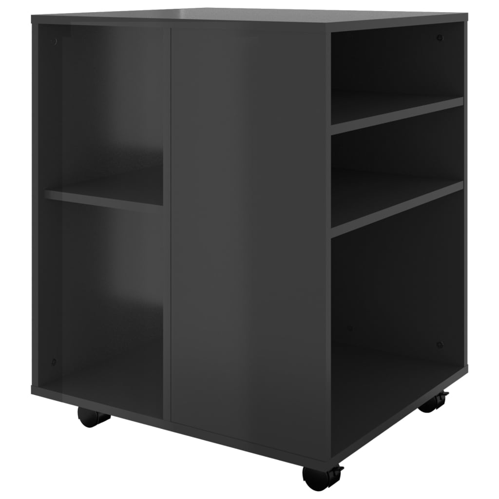 Rolling Cabinet High Gloss Black 60x53x72 cm Engineered Wood vidaXL