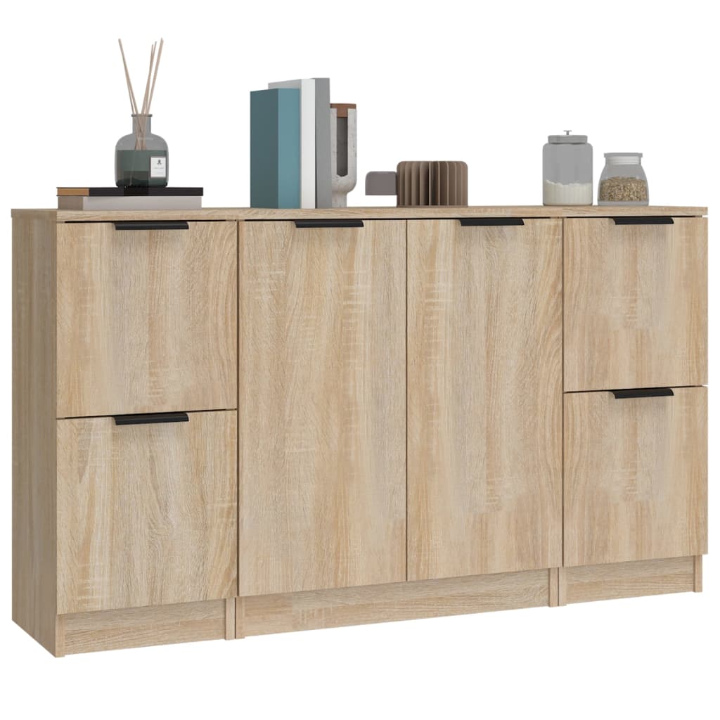 3er Set Sideboards Kommoden für Wohnzimmer Küche SonomaEiche Holzwerkstoff DE70971