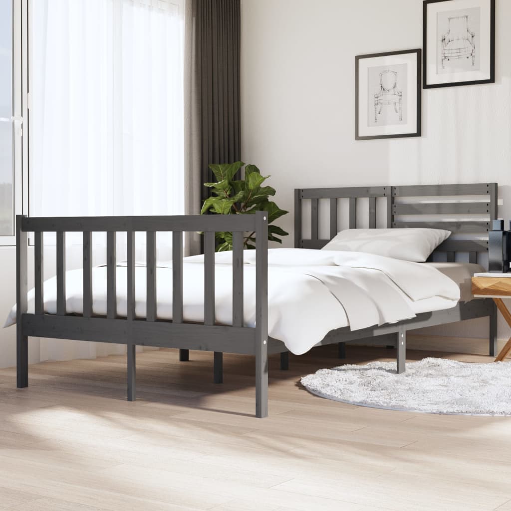 Cama doble de madera blanca 180 x 200 cm estilo minimalista escandinavo  Giverny