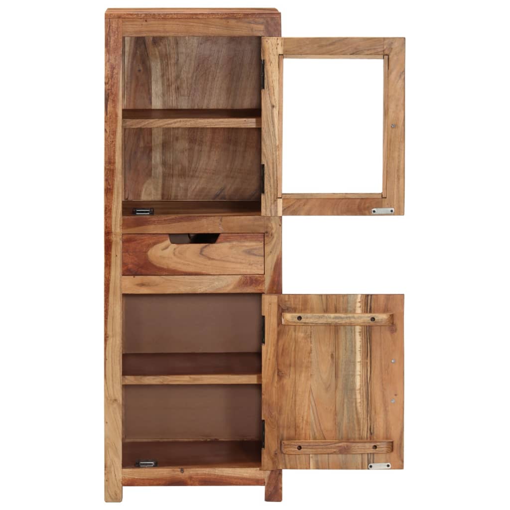 VidaXL Credenza Alta In Legno Massello D'Acacia 40x34x110 Cm – Mobile Con Ante, Stile Industriale Per Soggiorno E Ingresso