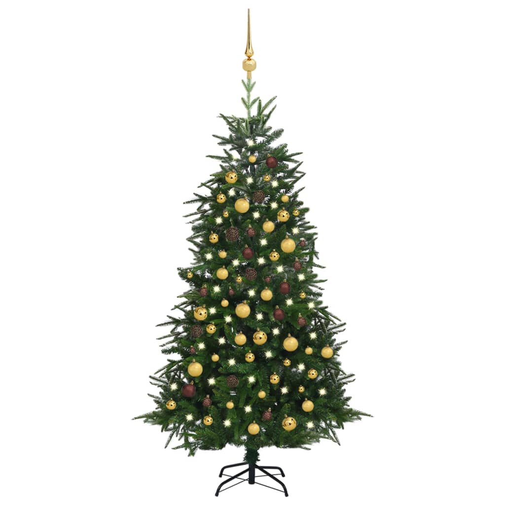 Albero Natale Artificiale，Albero effetto Realistico con LED Palline Verde  180 cm，Decorazioni natalizie PVC e PE CNWI500659 MaisonChic