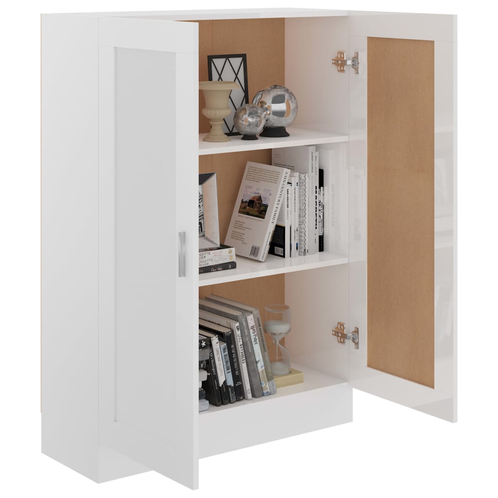 vidaXL Armario de libros aglomerado blanco brillante 82,5x30,5x115 cm ...