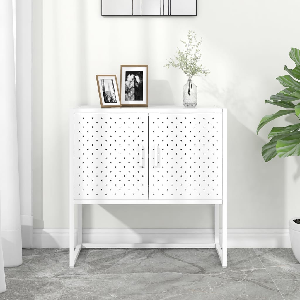 Unico Design Credenza Bianca 75x35x75 cm in Acciaio 75x35x75 cm Magnifico  it - Bianco18768