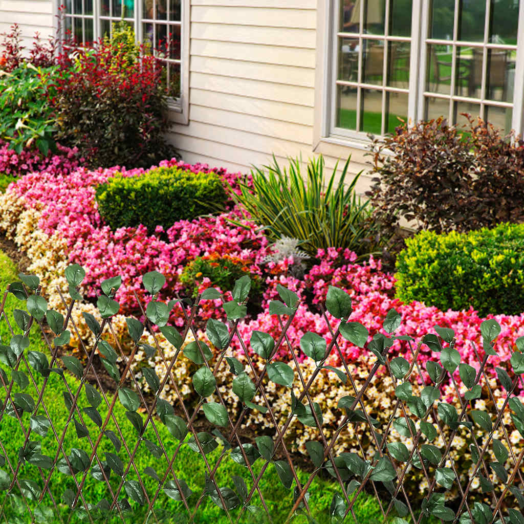 vidaXL Valla enrejada de sauce 5 piezas hojas artificiales 180x90 cm