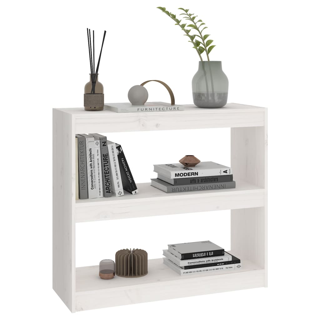 Libreria/Divisorio，Scaffale，Armadio per libri Bianco 80x30x71,5 cm Legno  Massello di Pino MCI376149 MaisonChic